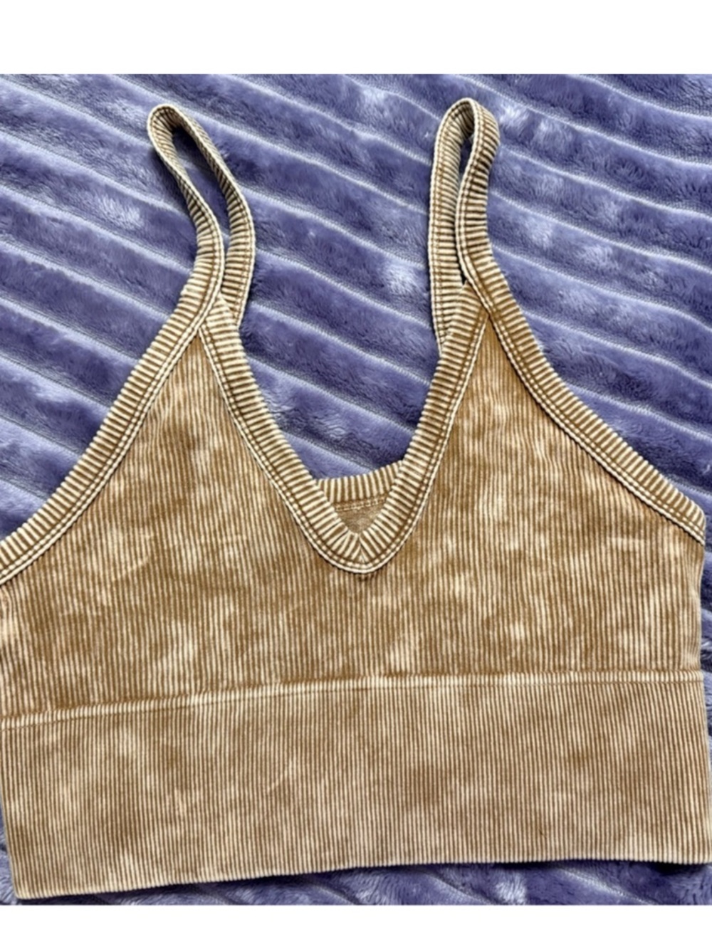 Zenana Outfitters Ribbed V-Neck Camisole in Deep Camel